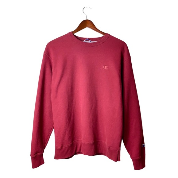 Champion Powerblend Crewneck Sweatshirt Red Wine Maroon Pullover Athletic Mens L - Picture 12 of 15